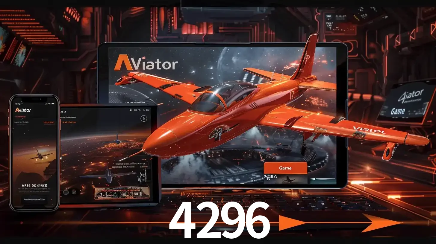Apresentação tecnológica do jogo Aviator com um avião saindo da tela de um tablet, demonstrando a experiência imersiva em múltiplos dispositivos no 4296.
