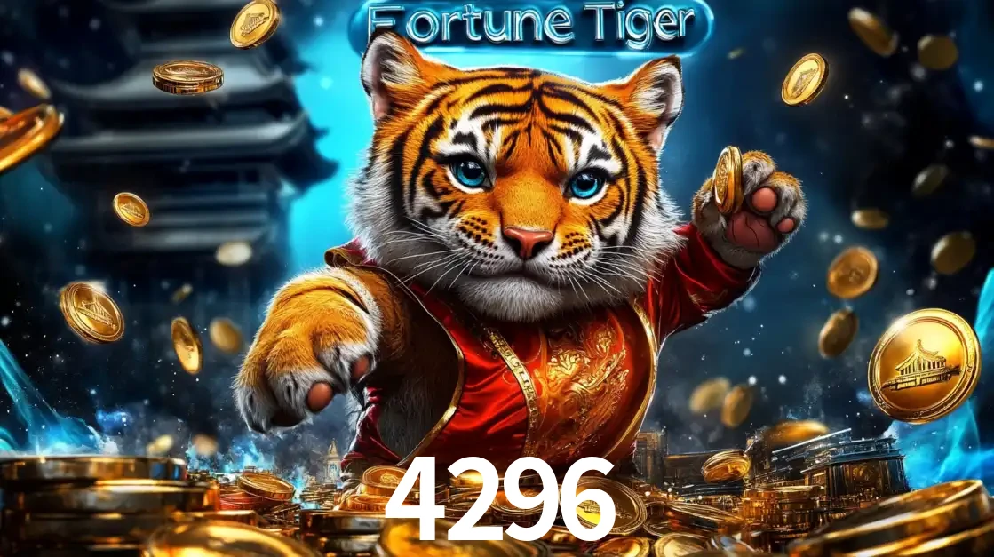 Imagem promocional do jogo de slot Fortune Tiger, com um tigre majestoso em traje tradicional cercado por uma fortuna em moedas de ouro, disponível agora no cassino 4296.